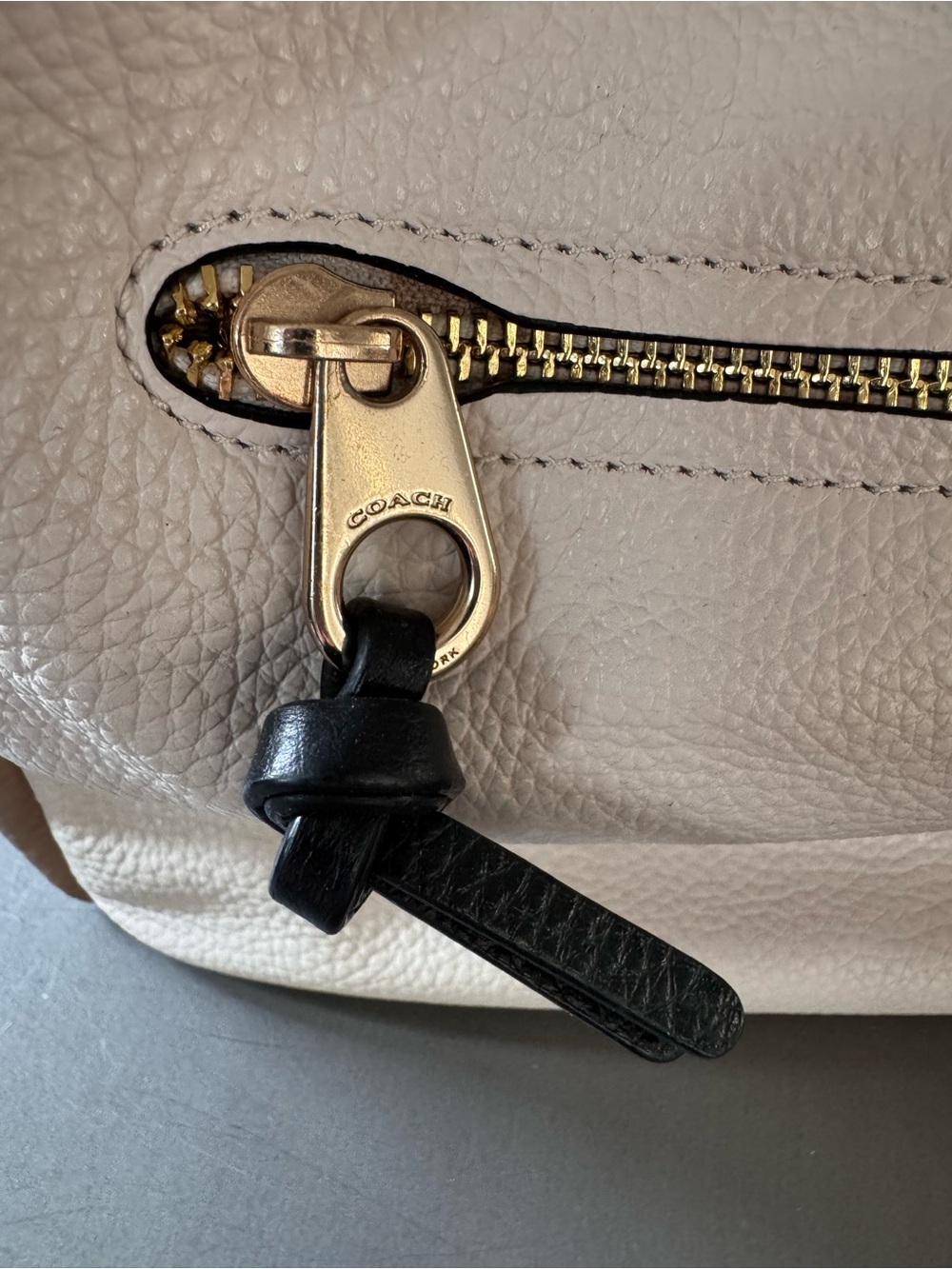 Coach Slouchy Pennie Colorblock Pebble Leather Shoulder Bag in Cream and Black - Picture 4 of 10